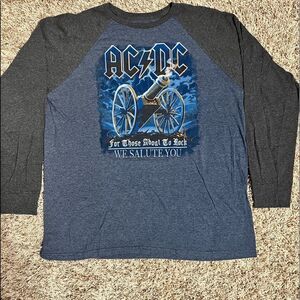 🔥🔥 LIQUID BLUE AC/DC For Those About To Rock raglan t-shirt - PERFECT - Sz XL